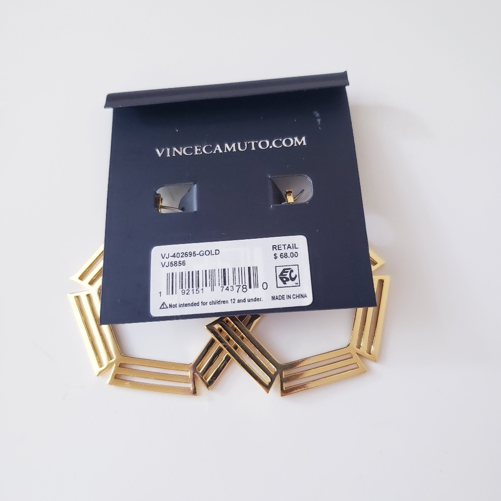 Vince Camuto Gold Hexagon Hoops - Picture 5 of 9